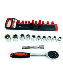 Купить Набор торцевых головок с трещоткой Политех 1/2&quot;, 6-граней, 12 предметов 2849302  в E-mobi