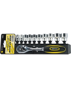 Купить Набор торцевых головок с трещоткой ЭВРИКА 3/8 DR 10-24мм 11 предметов ER-96080 в E-mobi