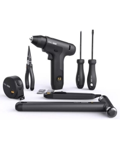 Купить Набор ручного инструмента + шуруповерт DELI Home Series Black HT0208 8 предметов, софттач, Cr-V сталь 170248 в E-mobi