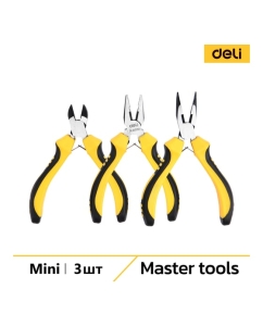 Купить Набор мини-плоскогубцев 3шт DELI DL103201-3 (комбинированные 115мм, удлиненные 125мм, бокорезы 110мм, двухкомпонентная ручка) 146984 в E-mobi