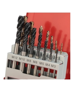 Купить Набор спиральных машинных метчиков H-Tools M3-M12 HSSE-TiALN DIN371/376 + сверла 14пр 245052FHT  в E-mobi