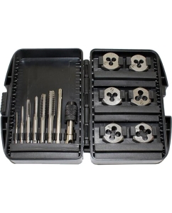 Купить Комплект резьбонарезного инструмента CNIC Вороток и по 6 метчиков и шестигранных плашек М3-М10 в пласт. футл.13 поз.SP013-1