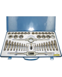 Купить Вороток, плашкодержатель и по 20 метчиков и плашек CNIC М6-М24 в металлической коробке, 45 позиций 74203 в E-mobi