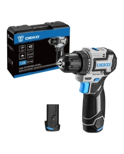 Купить Аккумуляторная бесщеточная компактная дрель-шуруповерт DEKO Loner 12V PRO в кейсе, 12В, 2x3.0Ач 085-1011 в E-mobi