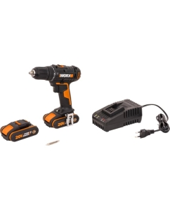 Купить Аккумуляторная дрель-шуруповерт WORX WX108 45Нм, 20В, 2Ач x2, ЗУ 2А, кейс  в E-mobi