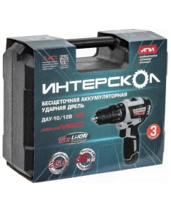 Купить Бесщеточная аккумуляторная дрель-шуруповерт Интерскол ДАУ-10/12В 38 МиниМАКС (Li-ion, кейс, 2 аккум., 2,5 Ач, ЗУ) 767.2.2.45  в E-mobi