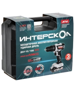 Купить Бесщеточная аккумуляторная дрель-шуруповерт Интерскол ДАУ-10/18В 44 МиниМАКС (Li-ion, кейс, 2 аккум., 2,5 Ач, ЗУ) 769.2.2.45  в E-mobi