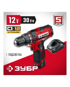 Купить Дрель-шуруповерт ЗУБР 12В, 1 АКБ 2Ач, в коробке ДШЛ-125-21  в E-mobi