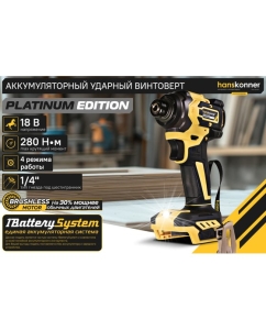 Купить Аккумуляторный ударный винтоверт Hanskonner 1BatterySystem HCD20280BL  в E-mobi