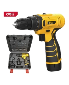 Купить Дрель-шуруповерт аккумуляторная DELI DL-DZ12-6A2 1 акб, 12В х 2Ач, ЗУ, 30Нм, набор оснастки 24 предмета, кейс 164631  в E-mobi