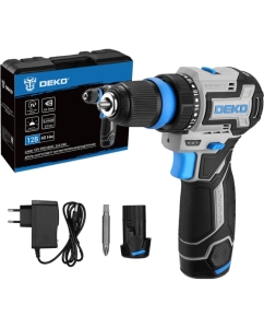 Купить Дрель-шуруповерт аккумуляторная бесщеточная компактная DEKO Loner 12V PRO в кейсе со съёмным патроном, 12В, 2x3.0Ач 085-1122  в E-mobi