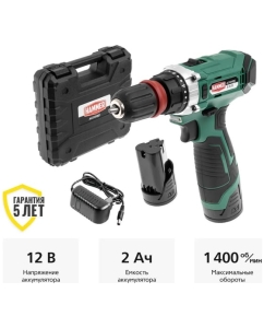 Купить Аккумуляторная дрель Hammer 12 В, 2x2 Ач, Li-ION, 10 мм, 0-350/0-1400 об/мин, 28 Нм ACD122QC в E-mobi
