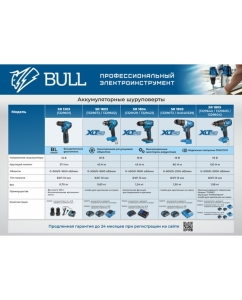 Купить Аккумуляторная дрель-шуруповерт BULL SR 1802 Xcase, XLTpro, бесщеточная, 18 В, 80 Н*м, 2*4 А*ч, БЗП 13 мм 1329863  в E-mobi