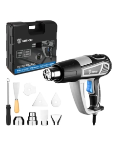 Купить Фен строительный DEKO HG2500 PRO в кейсе, с LCD дисплеем, 2500 Вт 085-1131 в E-mobi