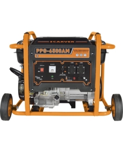 Купить Генератор CARVER PPG- 6500АM бензин LT-188F, 5,0/5,5кВт, 220В, бак 33 л, колеса 01.020.00029  в E-mobi