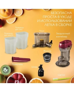Купить Соковыжималка шнековая Endever SIGMA-102 420 Вт красный; серебристый  в E-mobi
