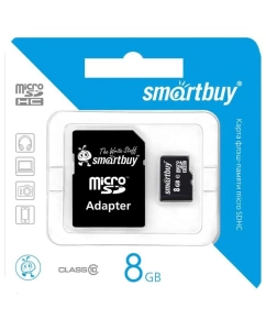 Купить Карта памяти MicroSD 8GB Smart Buy Class 10 +SD адаптер в E-mobi