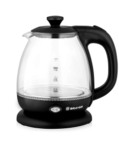 Купить Чайник электрический Brayer BR6106 1 л прозрачный; черный в E-mobi