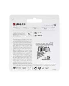 Купить Карта памяти Kingston Micro SDXC 64Гб SDCS2/64GBSP (1380025)  в E-mobi