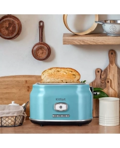 Купить Тостер Kitfort КТ-6455 голубой; серебристый  в E-mobi