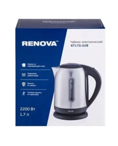 Купить Чайник электрический Renova Kt17s-02b 1.7л черный/серебристый  в E-mobi