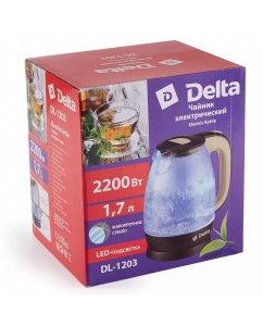 Купить Чайник электрический Delta DL-1203 1.7 л коричневый, прозрачный  в E-mobi