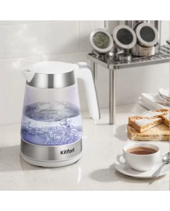 Купить Чайник электрический Kitfort KT-6682 1.7 л серебристый; белый  в E-mobi