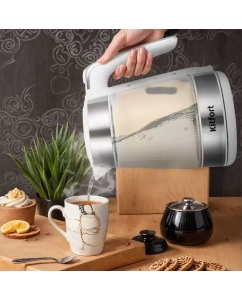 Купить Чайник электрический Kitfort KT-6682 1.7 л серебристый; белый  в E-mobi