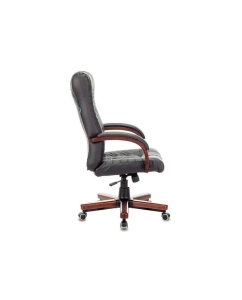 Купить Кресло руководителя БЮРОКРАТ KB-10WALNUT, на колесиках, кожа, черный [kb-10walnut/b/leath]  в E-mobi