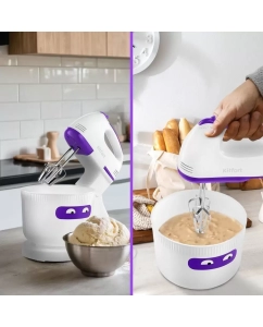 Купить Миксер Kitfort КТ-3490 белый, фиолетовый  в E-mobi