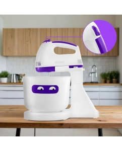 Купить Миксер Kitfort КТ-3490 белый, фиолетовый  в E-mobi
