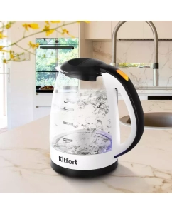 Купить Чайник электрический Kitfort КТ-6637 1.7 л черный, белый, прозрачный  в E-mobi