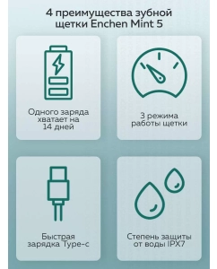Купить Электрическая зубная щетка Enchen Mint 5 Blue  в E-mobi