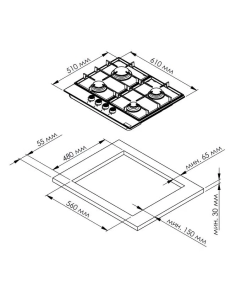 Купить Встраиваемая варочная панель газовая KUPPERSBERG TS 68 B черный  в E-mobi