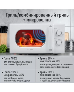 Купить Микроволновая печь с грилем Marta MT-MW4701A белый  в E-mobi
