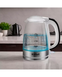Купить Чайник электрический Kitfort КТ-6627 1.7 л белый, серый, прозрачный  в E-mobi