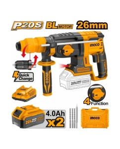 Купить Аккумуляторный перфоратор INGCO SUPER INDUSTRIAL съемный патрон, BL 20В, 2хАКБ 4Ач и ЗУ CRHLI202289  в E-mobi