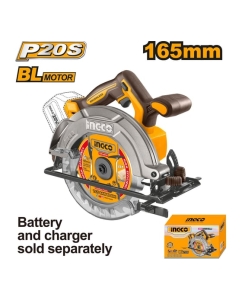 Купить Аккумуляторная циркулярная пила INGCO SUPER INDUSTRIAL BL 20B 165мм, без АКБ и ЗУ CSLI1652  в E-mobi