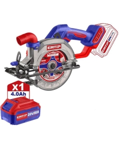Купить Аккумуляторная циркулярная пила emtop 20 В, скорость холостого хода: 6300 об/мин, диаметр лезвия: 140 мм (5-1/2