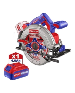 Купить Аккумуляторная циркулярная пила emtop бесщеточный двигатель, 20 В, скорость холостого хода: 4800 об/мин ELCS18511 в E-mobi