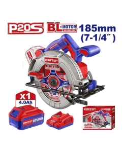 Купить Аккумуляторная циркулярная пила emtop бесщеточный двигатель, 20 В, скорость холостого хода: 4800 об/мин ELCS18511  в E-mobi