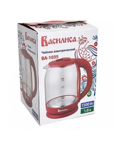 Купить Чайник электрический Василиса ВА-1035 1.8 л красный, прозрачный  в E-mobi