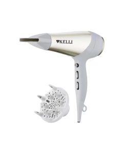 Купить Фен KELLI KL-1125 2400 Вт белый, серебристый  в E-mobi