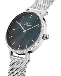 Купить Наручные часы Daniel Wellington Petite 28 Bezel Mesh Black MOP S  в E-mobi