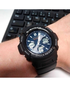 Купить Японские наручные часы Casio G-SHOCK AWG-M100SB-2A с хронографом  в E-mobi