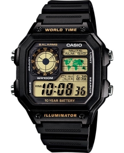 Купить Японские наручные часы Casio Illuminator AE-1200WH-1B с хронографом в E-mobi