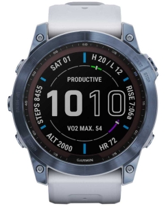 Купить Умные часы Garmin Fenix 7X Sapphire Solar Mineral Blue DLC Titanium with Silicone Whitestone Band 010-02541-15 в E-mobi