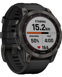 Купить Умные часы Garmin Fenix 7 Sapphire Solar Carbon Gray DLC Titanium with Silicone Black Band 010-02540-21  в E-mobi