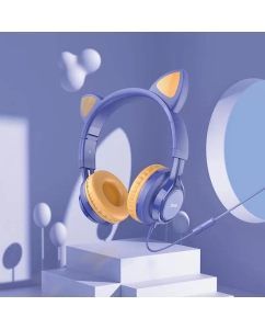 Купить Наушники с микрофоном HOCO W36, детский дизайн, разъём 3.5mm, 1.2m, синие  в E-mobi