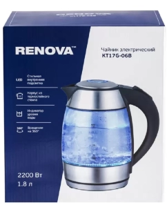 Купить Чайник электрический Renova KT17G-06B 1.8 л серебристый  в E-mobi